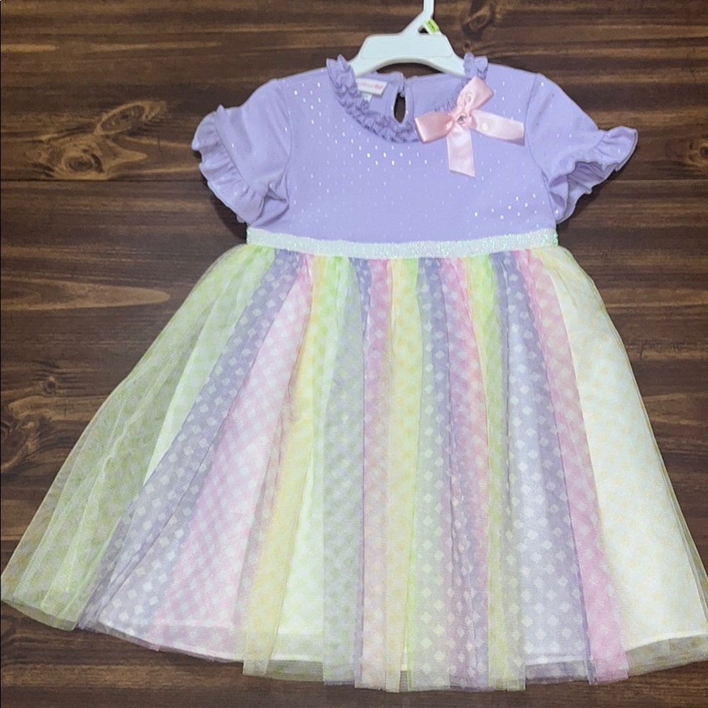 *EUC* Bonnie Jean Lavender and Pastel Striped Dress size 4T
